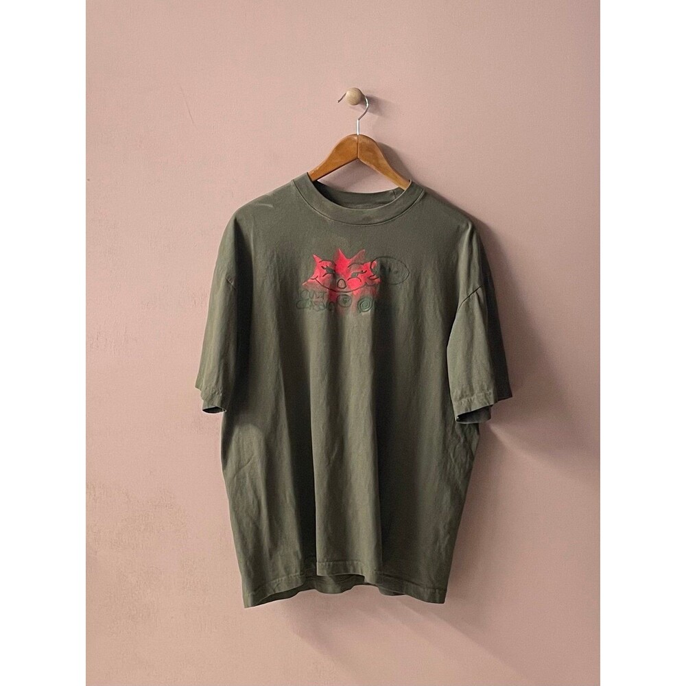 Chris Cadaver for Cult Classic Olive Green & Red Street Art Graphic Tee Size L